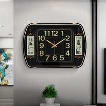 Luminous calendar wall clock living room modern simple mute atmospheric wall watch home fashion multifunctional wall clock