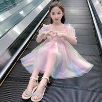 Girls  dresses summer 2021 new foreign style childrens princess summer little girl summer colorful yarn skirt
