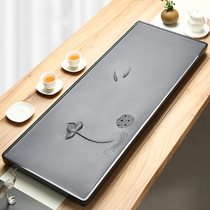 Bambetel Natural whole block black gold stone head tea tray Household dry tea table tea slate relief tea tray