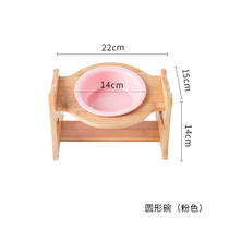 Cat Bowl Pet Bowl Ceramic Double Bowl Food Bowl Anti-knock Wood Rack Neck Protecting Drinking Bowl Cat Bowl Cat Bowl