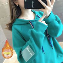 Plus velvet hoodie top Joker Korean version 2020 Spring and Autumn New Pullover Loose College Style Sweater Women Tide