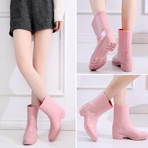 Good-looking non-slip rain shoes Super non-slip women 2021 new fashion wear water shoes women foreign style high heel rubber shoes