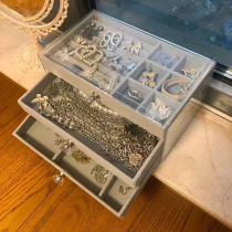 Jewelry storage box transparent acrylic flannel drawer finishing multi-layer ring necklace earrings nail hair jewelry display