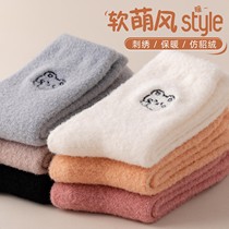 Mink velvet socks women's socks autumn and winter floor moon socks winter coral velvet plus velvet padded socks