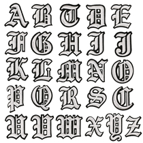 Dark gothic text embroidery cloth stickers black and white English letters fashion patch clothes diy decorative embroidery stickers