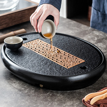 Wu Jinshi tea tray Household ceramic water storage tray Small stone tea sea modern simple dry bubble table drain tray