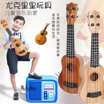 Children Early taught simulation wood grain Juquerie Four strings can play small guitar beginner instrumental music toy