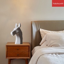 Abstract Nordic wind animal white horse head ornaments Modern simple hotel living room room decoration