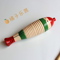 Orff percussion instrument fish frog tube frog drum early education wooden wooden fish childrens toy shave