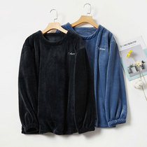 Pajamas men's single piece autumn and winter flannel plus velvet winter men's warm jacket winter coral fleece large size home clothing