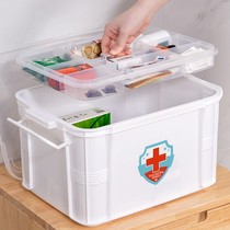 Large-capacity household medicine box Medical double-layer medicine storage box Family Medical medicine box full set of plastic box