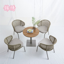 Outdoor leisure rattan chair table and chair kit outdoor balcony courtyard three-five piece combination webbing rope furniture spot