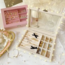 ins jewelry box small exquisite high-grade stud necklace ring storage artifact female household earrings jewelry storage box