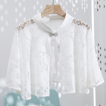 Vintage cloak female summer with skirt Silver buckle lace small jacket with cheongsam loose outside with fairy shawl female