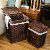  Storage basket Nordic Japanese simple dirty clothes storage basket net red model with lid socks frame bamboo basket rattan