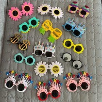 Sun flower best friend photo funny glasses Personality net red sunglasses Small daisy concave shape party party glasses