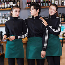 Waiters work clothes dining autumn and winter barbecue hot pot restaurant supermarket long sleeve overalls jacket plus Velvet