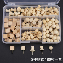 Suitable for 180 creative cute wooden pushpin set Kindergarten art nails press nails I-shaped nails Cork photo wall