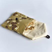 New handmade small cloth bag necklace packaging flap embroidery button jewelry small bag jewelry ring