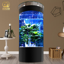 Goldfish tank Living room small semicircular glass aquarium Cylindrical vertical household floor-to-ceiling large ecological water-free