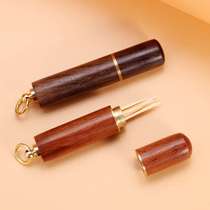 Mini home Chinese flower pear red black sandalwood solid wood toothpick cylinder Toothpicks Needle Case Containing Jar Individuality Portable