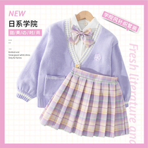 Childrens jk uniform skirt set girls winter sweater autumn and winter school school style genuine gk three-piece set