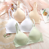 Underwear womens summer ultra-thin small chest gathered girl students without rims to close the pair of breasts Large chest show small simple bra