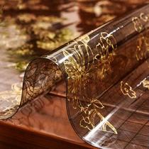 { Clear } Transparent tea table cloth table pad waterproof PVC soft glass plastic tablecloth pad oil - proof crystal plate