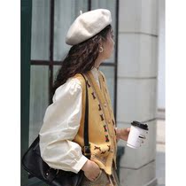 (Three-piece set)cardigan knitted sweater vest vest Long-sleeved shirt shorts 2021 spring and autumn suit womens tide