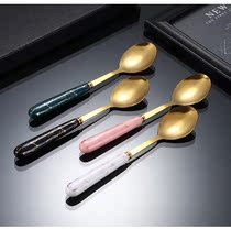TT Nordic net red imitation ceramic grain handle Color sweet spoons stirring spoon stainless steel cutlery home cake spoon