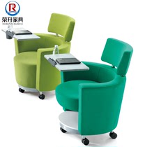High-grade single sofa training chair with table Board storage space meeting record chair Office business meeting chair leather surface