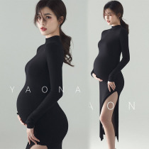 Pregnant women photography clothing new photo studio Black thin fashion modern knitted maternity skirt Art Photo Costume