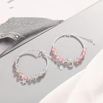 Star moon strawberry crystal best friend bracelet Female student simple Sen department a pair of moonstone sister chain