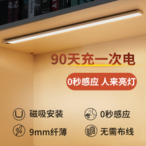 Ultra-thin wireless hand sweeping Human body induction cabinet light infrared light control charging clothes and shoes cabinet under bed night Corridor light Belt
