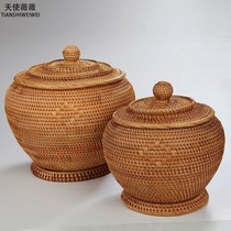 Rattan woven tea cans Dry storage storage cans Treasure bottles loose tea cans Vietnamese Rattan handmade candy dried fruit storage cans