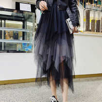 Irregular gauze skirt skirt mesh A- line dress ladies 2021 New Tide high waist long fairy skirt