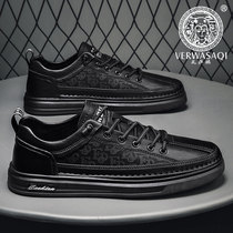 Vasaki mens shoes 2021 New Tide autumn mens shoes leisure spring and autumn Europe station Black shoes mens tide