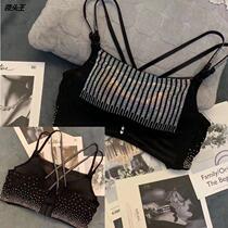 New product cross-belt lace beautiful back no steel ring anti-glare sexy tube top bra underwear thin thick bright diamond custom