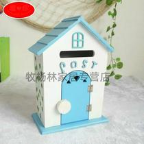 Wall decoration mailbox hanging wall creative cute hanging board wooden shop simple background wall sofa wall cartoon Nordic flower shop