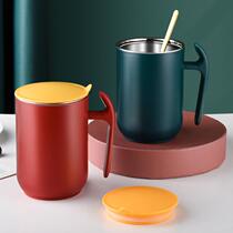 304 stainless steel mark cup with cover lovers water glass home tea cup large capacity coffee cup double breakfast cup