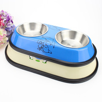 Paint paint stainless steel Pet Bowl double bowl non-slip dog bowl cat bowl pet feeding basin detachable