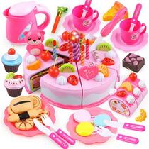Childrens house toys birthday cake cut cut music simulation can cut vegetables cut fruit kitchen set