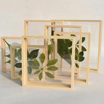 Creative wooden double-sided glass plant specimen frame log color three-dimensional picture frame transparent wooden photo frame set table