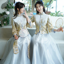 Bride - maid Chinese - style 2022 new winter winter large - dimensional Chinese wind little bridesmaid sister dress girl
