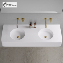 Round double basin Artificial stone matte one-piece basin Wash basin Wash basin Pool sink sink Bathroom counter basin customization