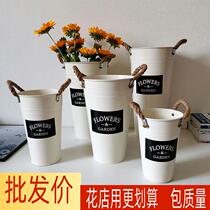 Flower Barrel Nordic Ins Wind Creativity Net Red Dry Flower Iron Art Flower Flower Floral Flower Shop Fresh Flower Shop Decorated Iron Barrel Flower Pots