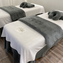 Beauty bedspread four-piece set of high-end beauty salon body massage embroidery medical beauty simple solid color bed set custom logo