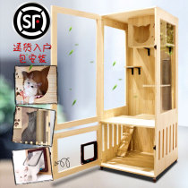 Cat house villa transparent cage Pet cat climbing rack display cabinet double-layer three-layer cat solid wood cat nest cat house household