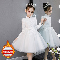 Girl dress Princess dress autumn and winter new little girl foreign flower girl piano performance clothing high-end childrens wedding dress