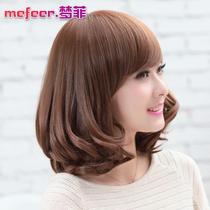 Korean wig female short hair short curly hair bobo head slanted bangs fluffy face pear flower head wig hair set Rapunzel